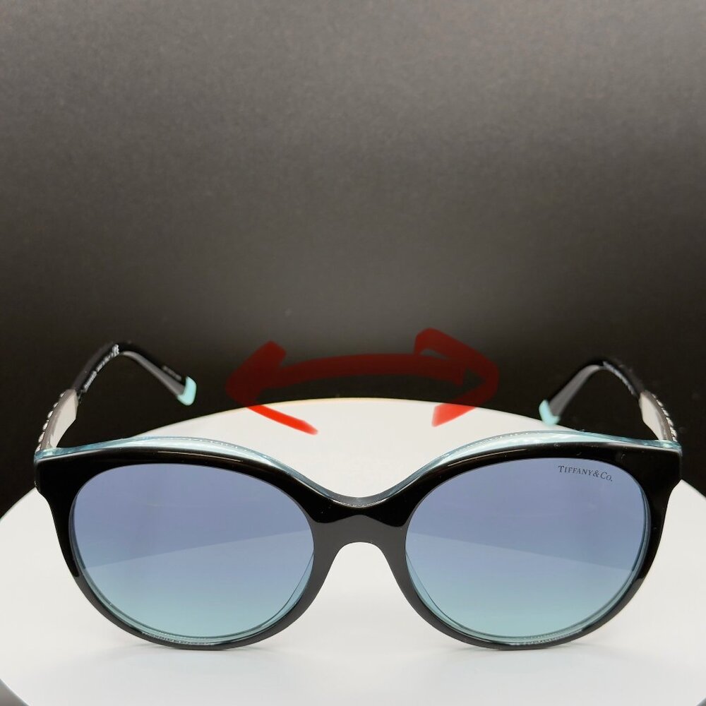 Tiffany & Co TF 4175B 8285/9S Black Cat Eye Sunglasses Blue Lens 55 19 140 READ - Picture 2 of 15